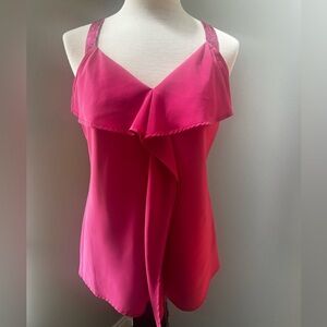 ELLE pink ruffled blouse with sequin straps great condition size small